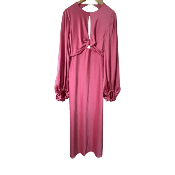 Significant Other Demi Pink Satin Open Back Midi Gown Dress 10 Evening Cocktail - Picture 4 of 13